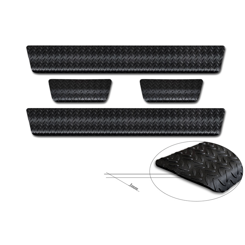 Aluminium door sill protectors 'Riffled Plate'  Toyota Aygo X 2022- - 4-pieces - Black