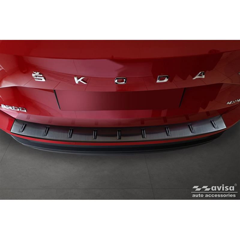 Black Stainless Steel Rear bumper protector  Skoda Karoq (NU7) Facelift incl. Sportline 2022- 'STRONG EDITION'