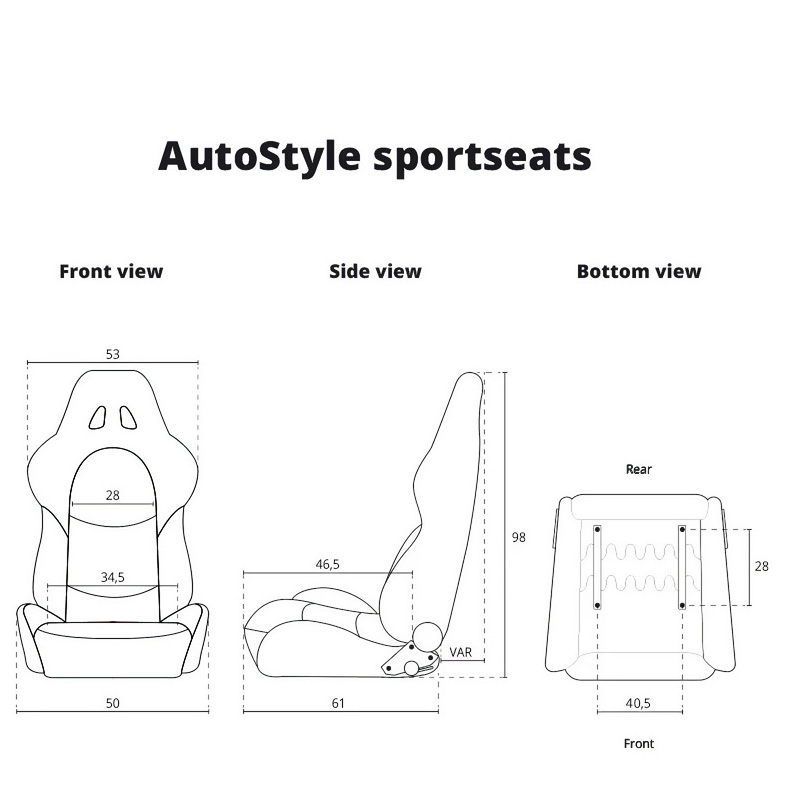 Sport seat 'NK Premium' - Black Suede + Black PVC leather - Dual-side reclinable fibreglass back-rest - incl. slides