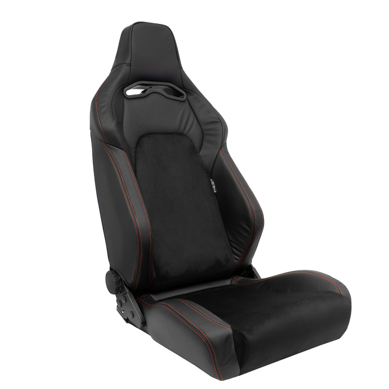 Sport seat 'VGR Premium' - Black leather & alcantara + Red stitching - Dual-side reclinable back-rest - incl. slides
