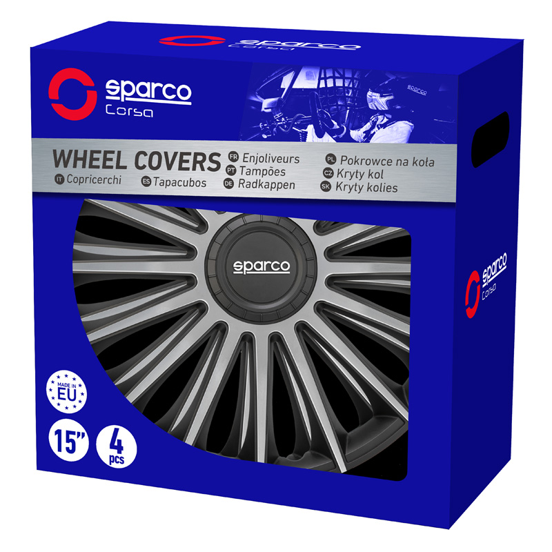 Sparco Wheel Covers Treviso - 16-inch - Black/Silver - Set of 4 pieces