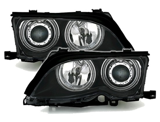 Headlights BMW E46 sedan Angel Eyes Black