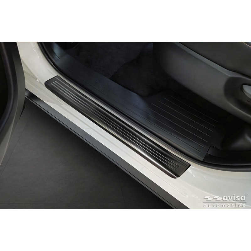 Avisa Black Inox door sill protectors  Mazda CX-80 (KL) 2024- - 'Lines' - 4-pieces