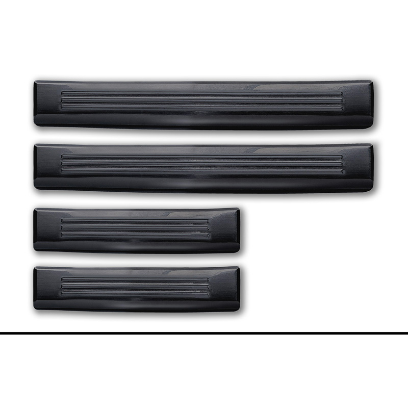 Avisa Black Stainless Steel door sill protectors  Opel Frontera (EV) 2024- - 'Lines' - 4-pieces