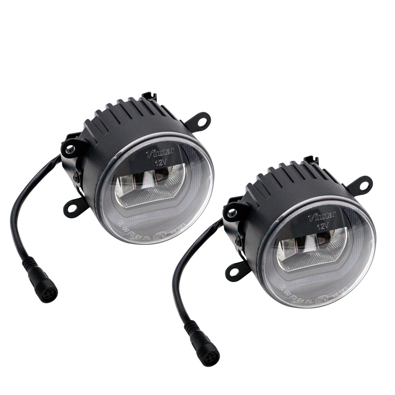 Set of semi-universal LED fog lights + 'U-Shape' daytime running lights - Diameter 90mm - ECE-R19/R87 E-mark