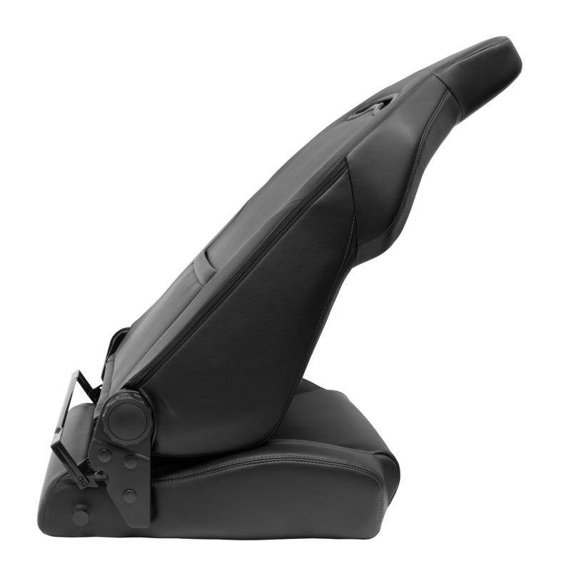 Sport seat 'VGR' - Black Synthetic leather + Silver stitching - Dual-side reclinable back-rest - incl. slides