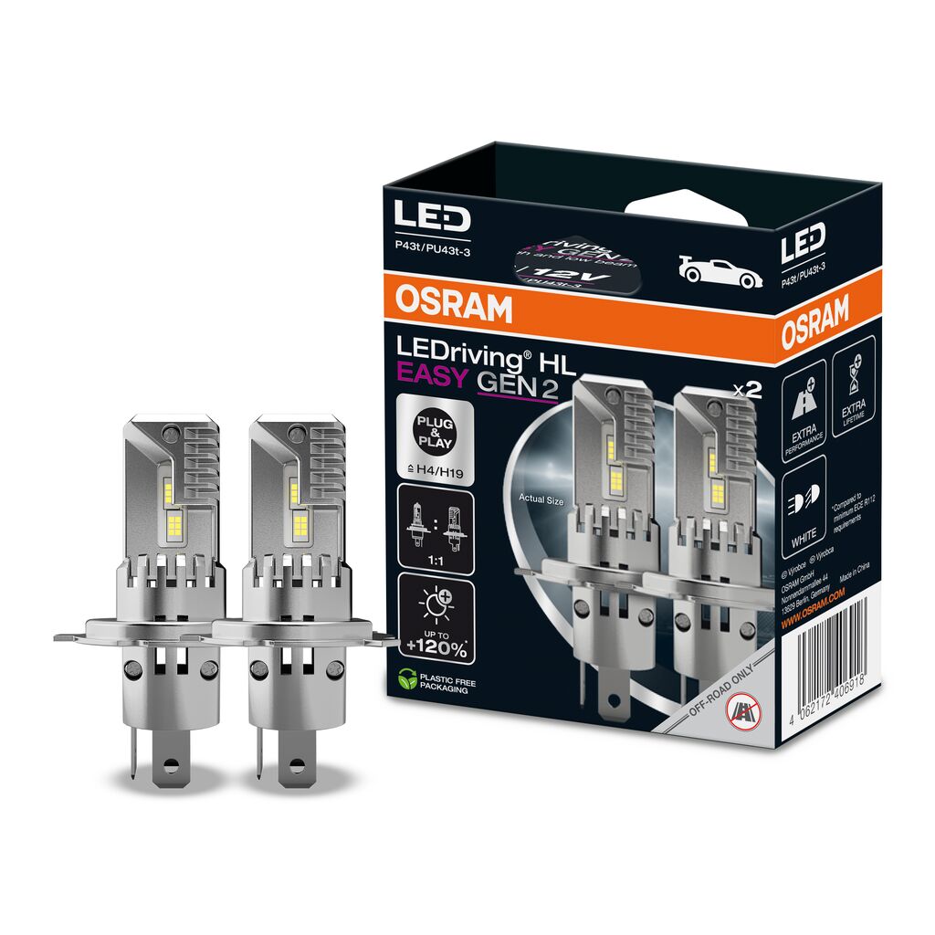 OSRAM LEDriving HL EASY Gen2 H4 / H19 LED Bulbs 12V 6500K