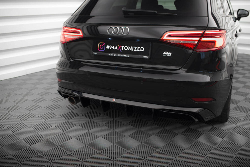 Diffuser passend voor Audi A3 Sportback 8V FL Maxton Glans Zwart