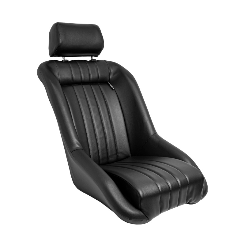 Sport seat 'Classic' - Black Synthetic leather - Non-reclinable back-rest + Head-rest - incl. slides