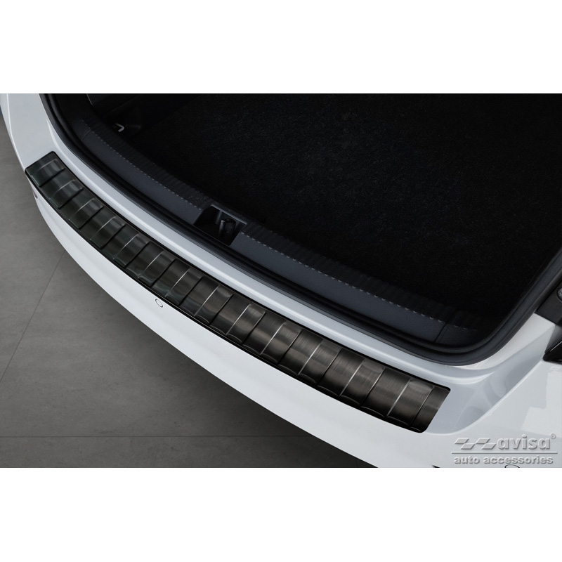 Black Stainless Steel Rear bumper protector  Skoda Fabia III Combi FL 2018- 'Ribs'