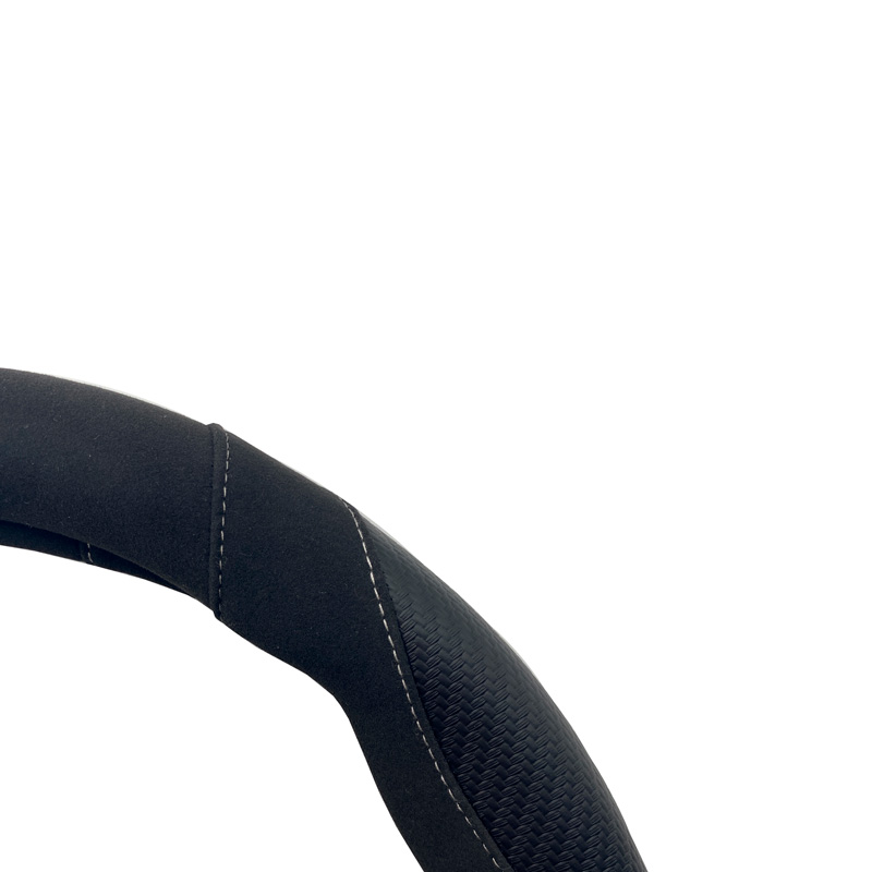 Simoni Racing Steering Wheel Cover Good Vibe G - Black Ecoleather/Microfiber/Carbon Look + Grey Inserts - 37-39cm