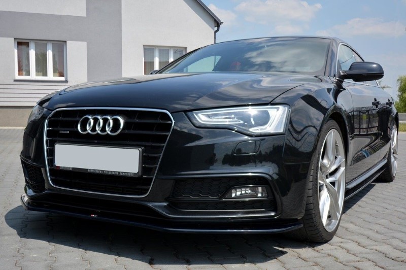 Voorspoiler passend voor Audi S5 / A5 S-Line 8T FL V.2 Glanzend Zwart
