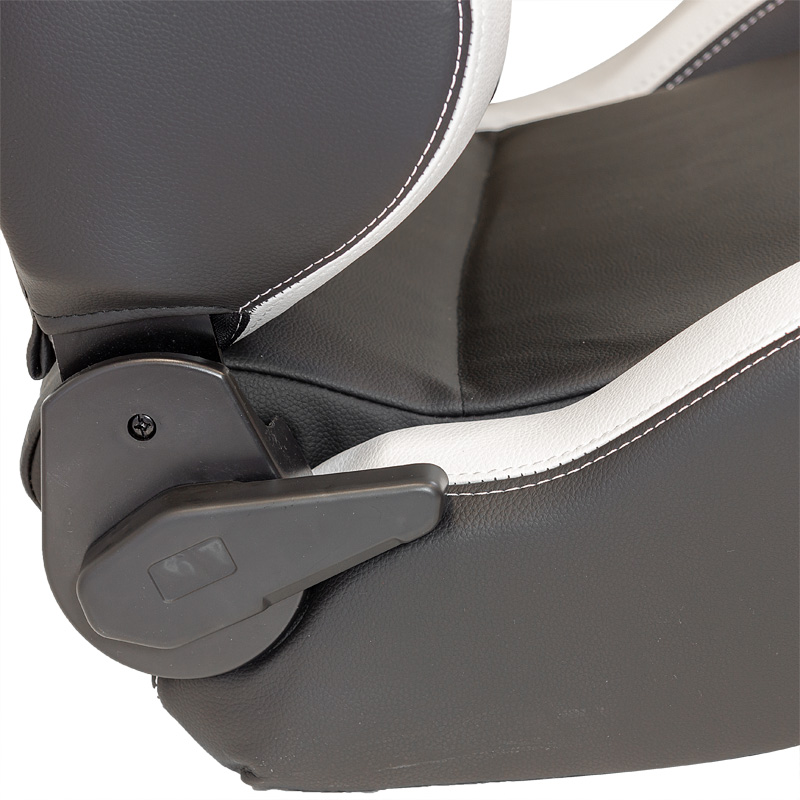 Sport seat 'RS6-II' - Matt-Black/White Synthetic leather - Dual-side reclinable back-rest - incl. slides