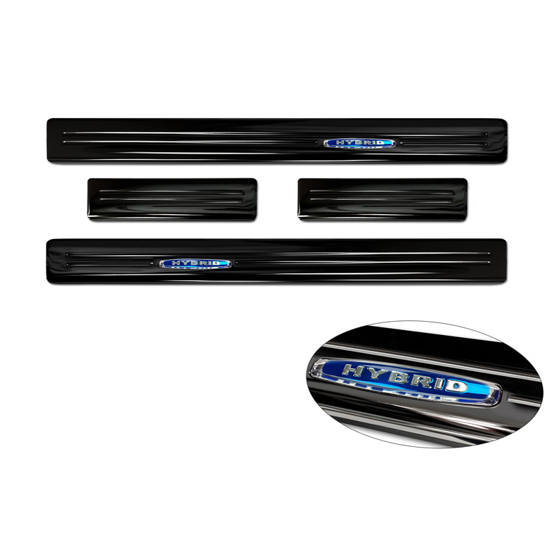 Black Inox door sill protectors  Hyundai Kona 2017-2020 & FL 2020-2023  'Hybrid' - 4-pieces