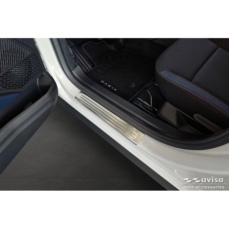 Inox door sill protectors  Dacia Duster III 2024- - 'Lines' - 4-pieces