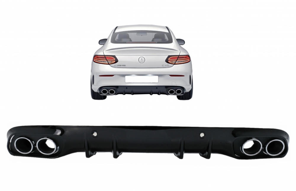 Diffuser passend voor Mercedes C205 A205 Coupe / Cabrio 15-19 C43 Design