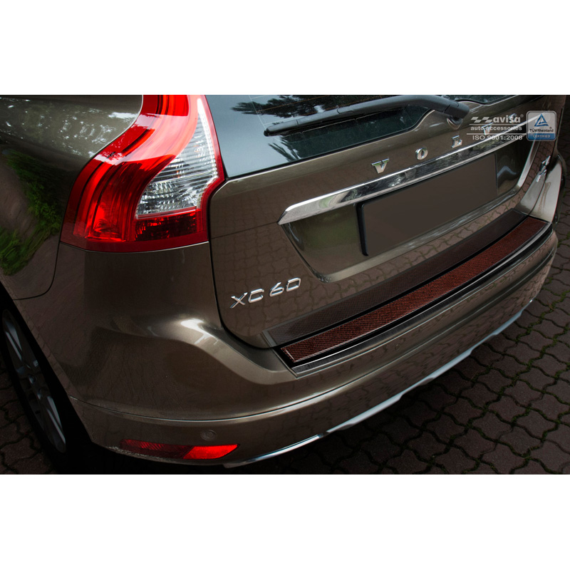 Stainless Steel Rear bumper protector 'Deluxe'  Volvo XC60 2013-2016 Black/Red-Black Carbon