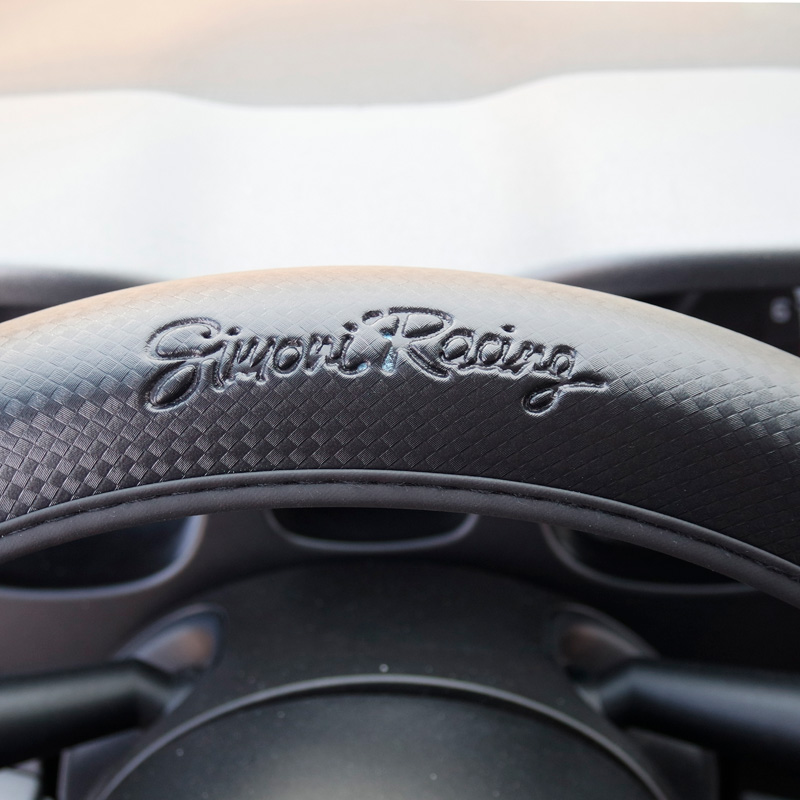Simoni Racing Steering Wheel Cover Carbon Look - Black Ecoleather - 37-39cm
