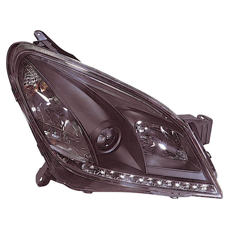 Set Headlights in DRL-Look  Opel Astra H 2004-2009 - Black - incl. Levelling Motor