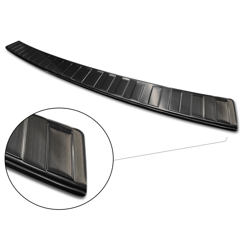 Black Stainless Steel Rear bumper protector  Volkswagen Caravelle T6 2015- & FL 2019- (with rear hatch) 'Ribs'