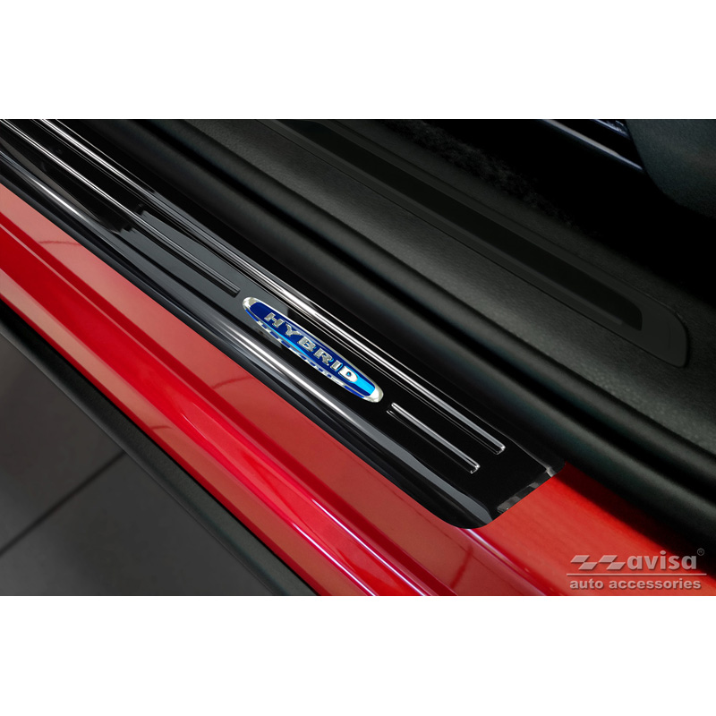 Black Inox door sill protectors  Volkswagen Tiguan II 2016-2020 & FL 2020-2024 'Hybrid' - 4-pieces