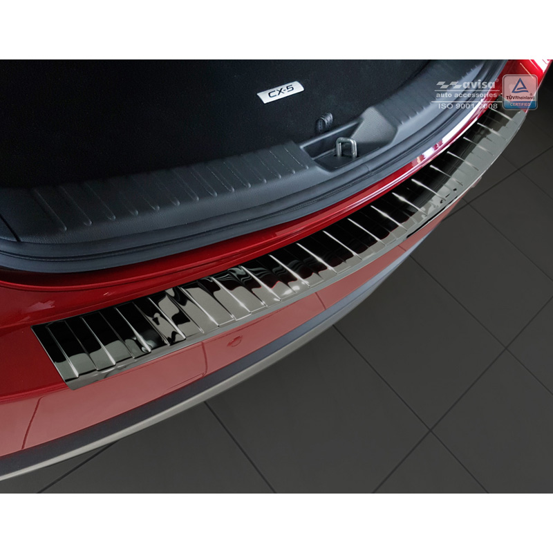Black Mirror Stainless Steel Rear bumper protector  Mazda CX-5 II 2017- incl. Facelift 'Ribs'