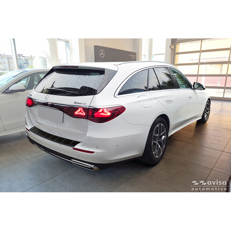 Matt Black Stainless Steel Rear bumper protector  Mercedes E-Class (S214) Estate 2023- 'Ribs'
