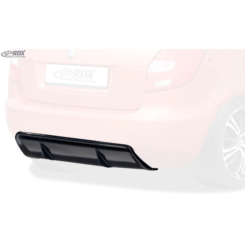 Rear bumper skirt 'Diffuser'  Skoda Fabia II HB (5J) 2007-2014 (ABS glossy black)
