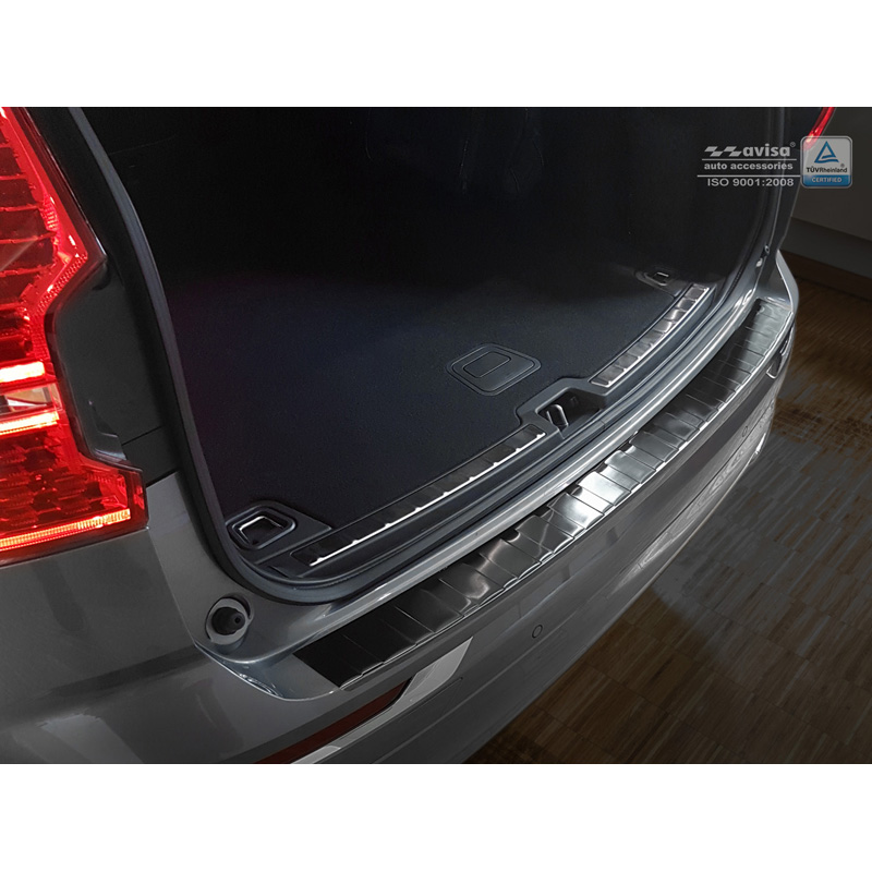 Black Stainless Steel Rear bumper protector  Volvo XC60 II 2017-2021- & FL 2021- incl. R-Design 'Ribs'