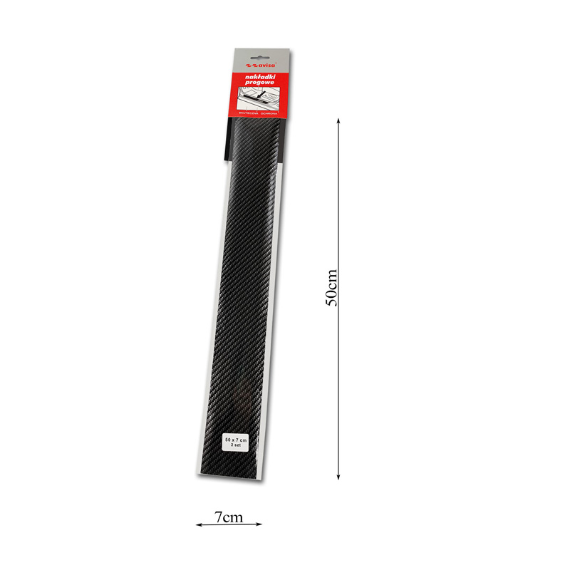 Universal door sill protector set - black carbon foil - 2-pieces - 50 x 7 cm