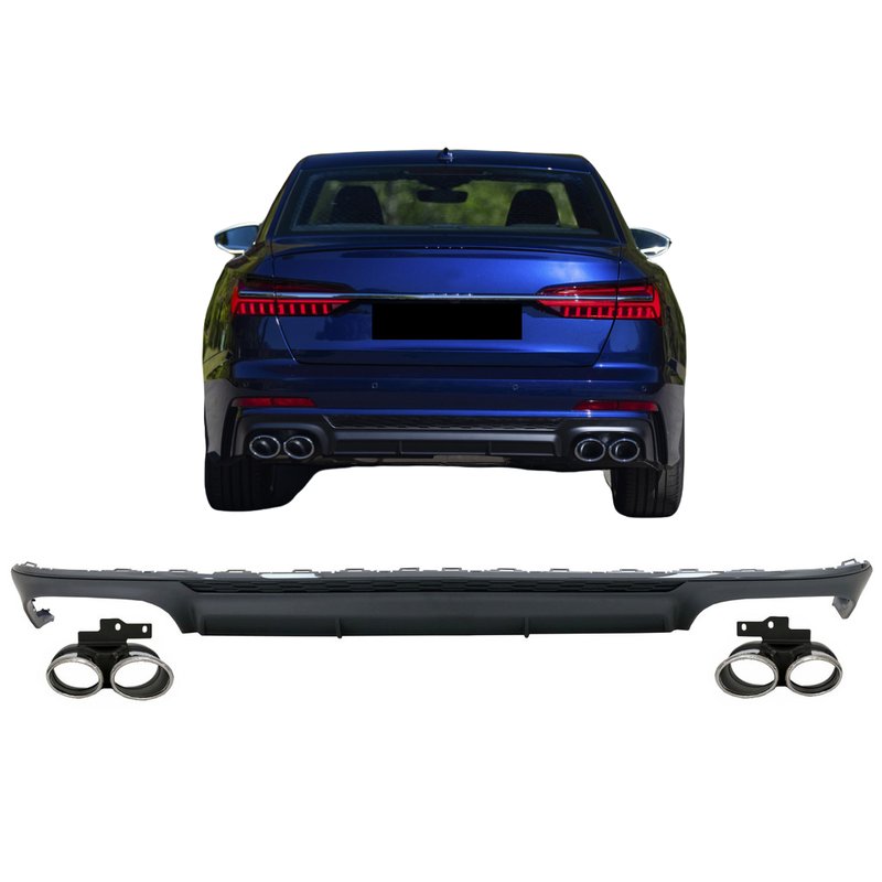 Diffuser passend voor Audi A6 C8 S-Line S6 Look Chroom