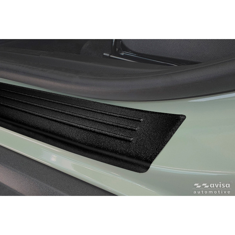 Avisa Matt Black Inox door sill protectors  Fiat Grande Panda (328) 2025- - 'Lines' - 4-pieces