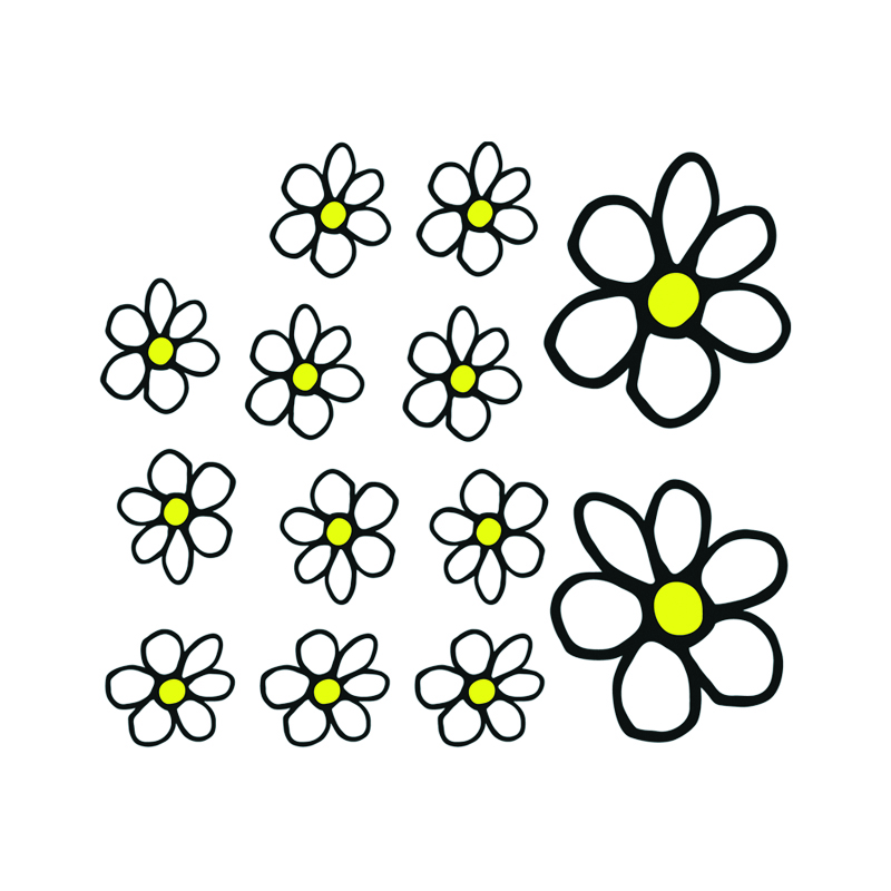 Sticker Flowers - white/yellow - 13.5x15.5cm