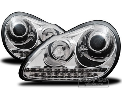 Headlights Porsche Cayenne Xenon LED DRL Chrome