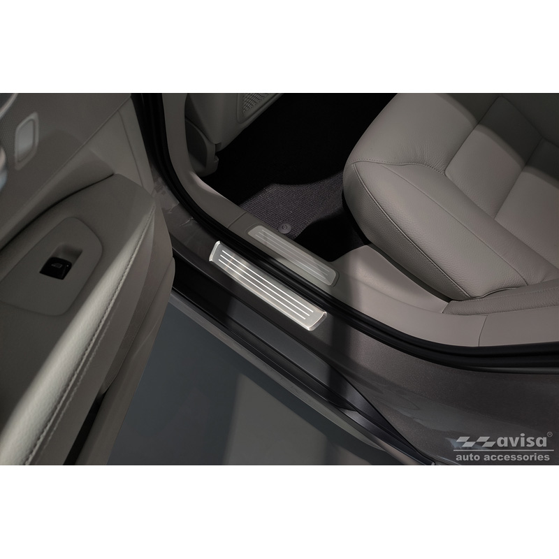 Inox door sill protectors  Volvo V90 & V90 Cross Country 2016- - 'Engraved Lines' - 4-pieces