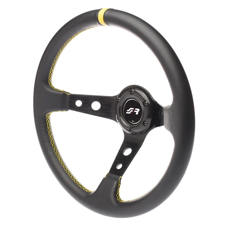 Simoni Racing Universal Steering Wheel Speciale - Black Ecoleather/Yellow - Diameter 350mm