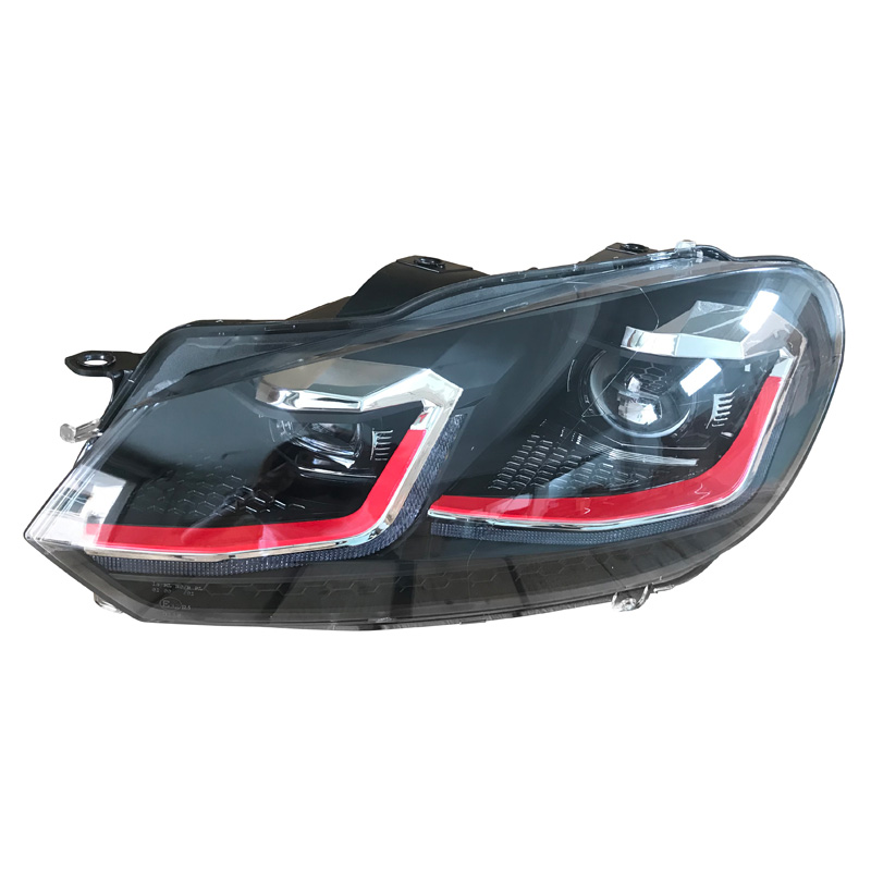 Set Headlights in 7.5-Look  Volkswagen Golf VI 2008-2012 - Black/Red - incl. Dynamic Running Light