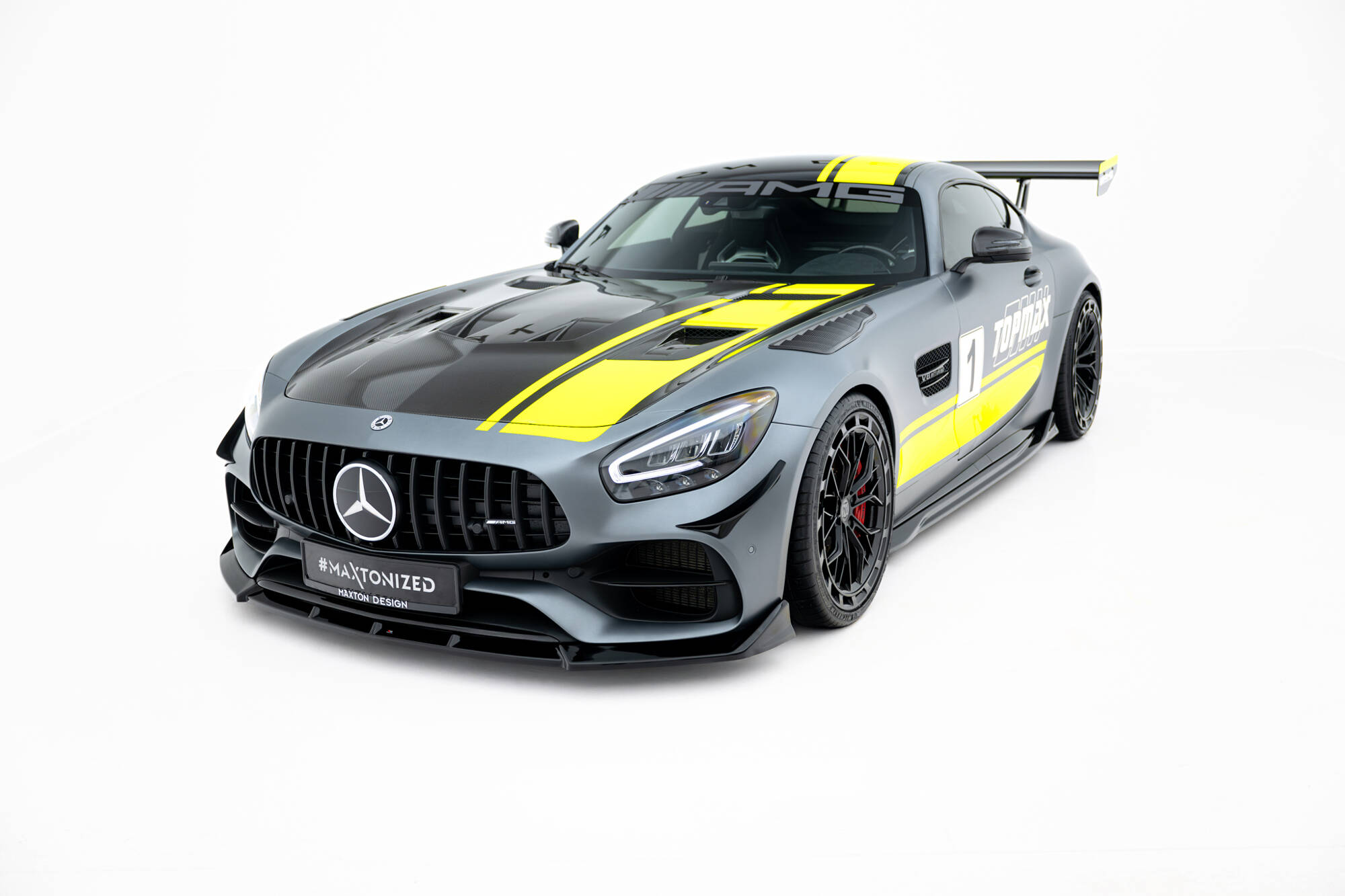Voorspoiler passend voor Mercedes-AMG GT C C190 Facelift Maxton Glanzend zwart