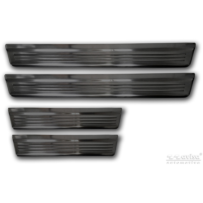 Avisa Black Stainless Steel Door sill protectors  Nissan Qashqai III 2021-2024 & Facelift 2024- - 'Lines' - 4-pieces