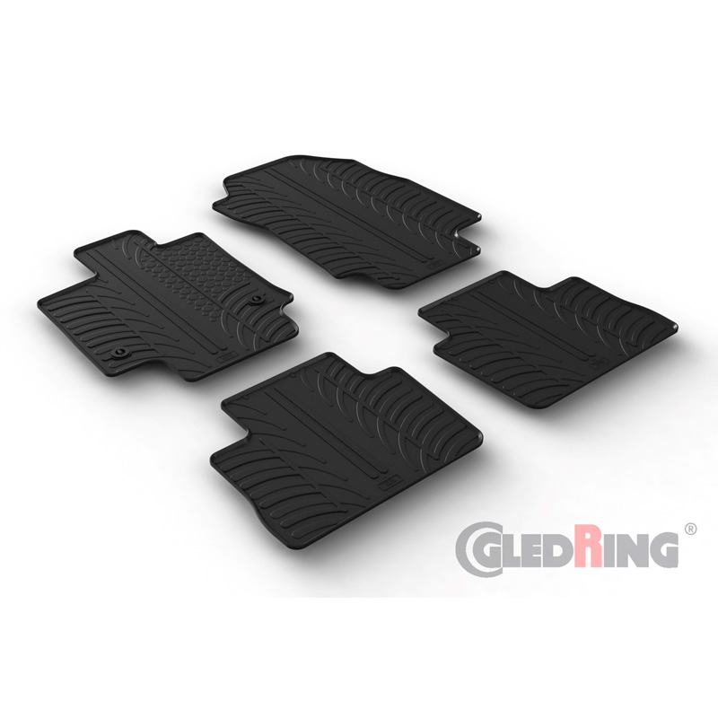 Rubber car mats set  Toyota RAV4 Hybrid 2019- & Suzuki Across Hybrid 2020- (T profile 4-pieces + mounting clips)