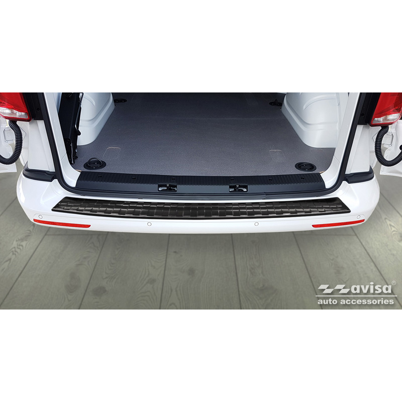 Black Stainless Steel Rear bumper protector  VW Transporter T5 2003-2015 (all) & T6 2015- / FL 2019- (with rear doors) 'XL' 'Ribs'