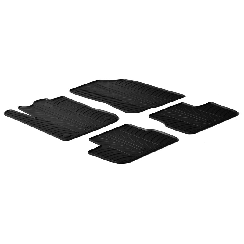 Rubber car mats set  Peugeot 208 2012-2019 (T profile 4-pieces + mounting clips)