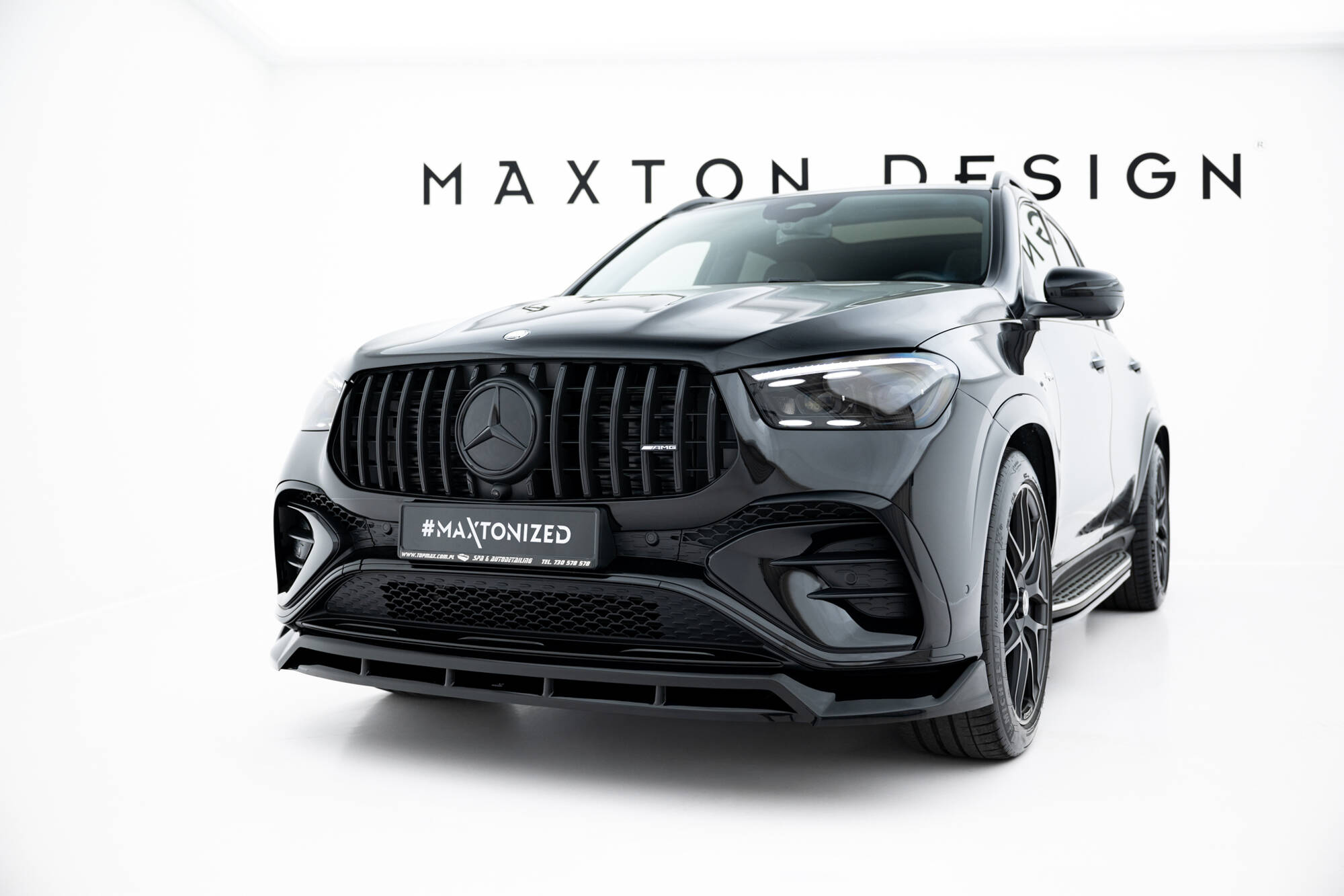 Voorspoiler passend voor Mercedes-AMG GLE 53 / AMG-Line SUV / Coupe W167 Facelift / C167 Facelift Maxton Glanzend zwart
