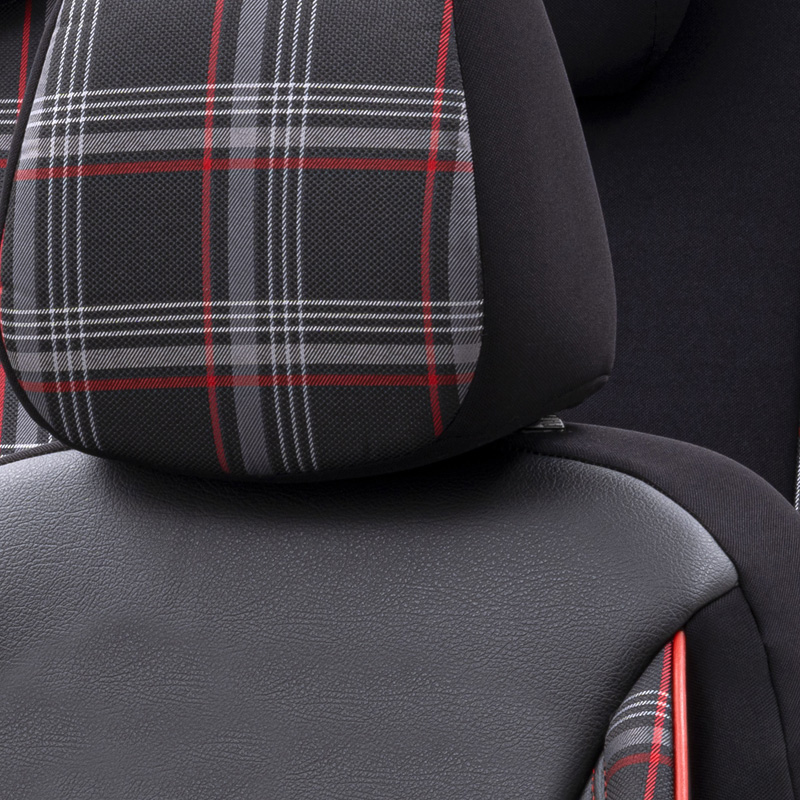 Universal Fabric Seat cover set 'Sports' Black/Grey/Red - 11-pieces -  Side-Airbags