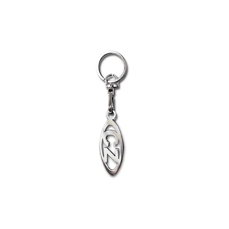 Stainless steel key chain - 'CZ' in an ellipse (silver)