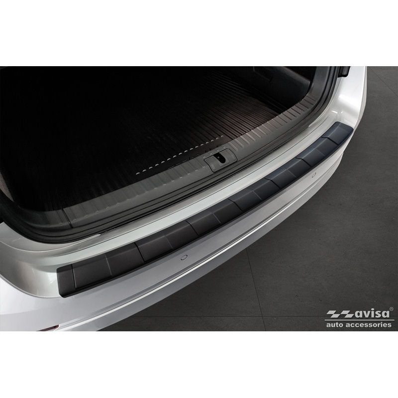 Matt Black Stainless Steel Rear bumper protector  Skoda Octavia Combi (NX5) incl. RS 2020-2024 & FL 2024- 'Ribs'