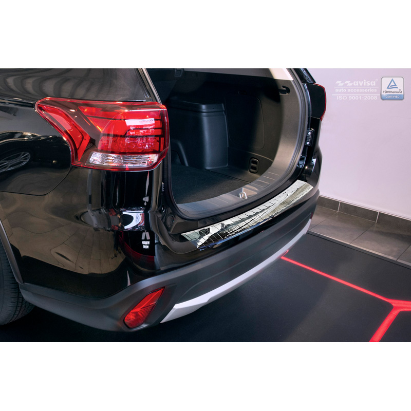 Chrome Stainless Steel Rear bumper protector  Mitsubishi Outlander III 2015- 'Ribs'