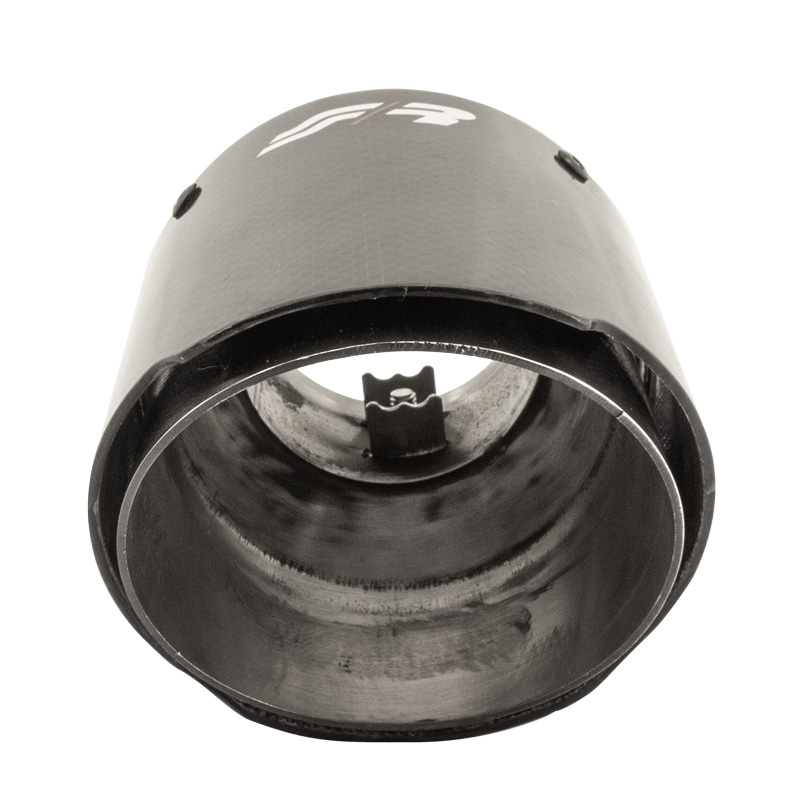 Simoni Racing Exhaust Tip Round/Slanted Shiny-Carbon+Inox - Ø102xL155mm - Installation 63mm