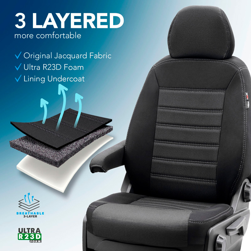 Original Design Textile seat covers 2+1  Opel Movano C 2022-