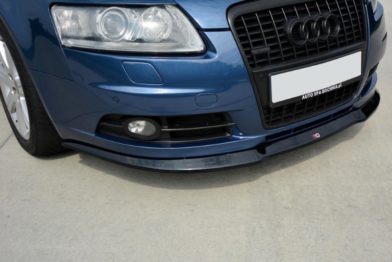 Voorspoiler passend voor Audi A6 S-Line C6 Glanzend Zwart